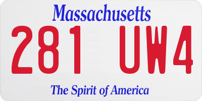 MA license plate 281UW4