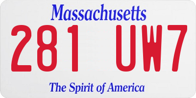 MA license plate 281UW7