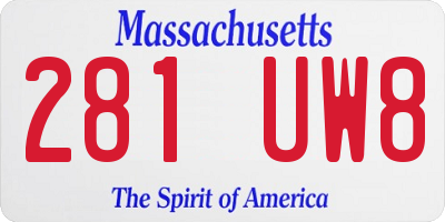 MA license plate 281UW8