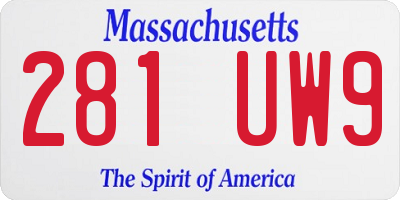 MA license plate 281UW9