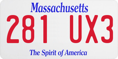 MA license plate 281UX3