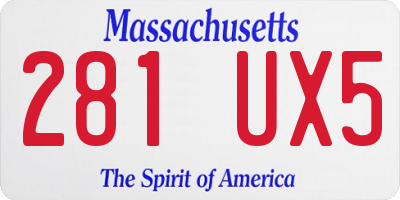 MA license plate 281UX5