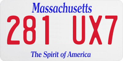 MA license plate 281UX7