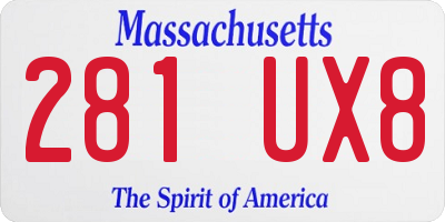 MA license plate 281UX8