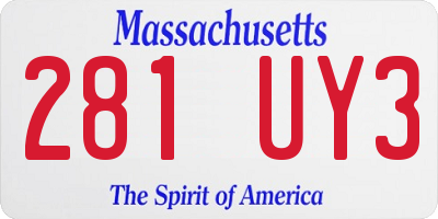 MA license plate 281UY3