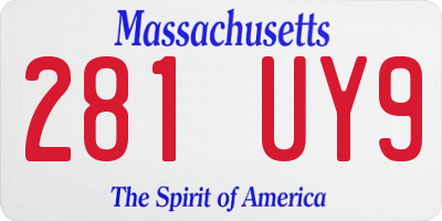 MA license plate 281UY9