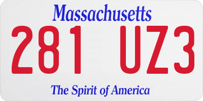 MA license plate 281UZ3