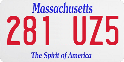 MA license plate 281UZ5