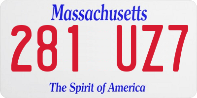 MA license plate 281UZ7