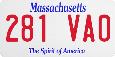 MA license plate 281VA0