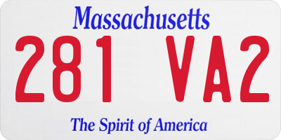 MA license plate 281VA2