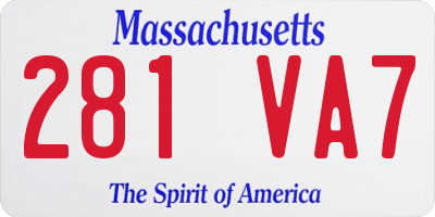 MA license plate 281VA7