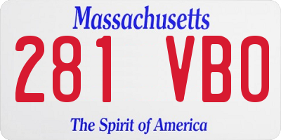 MA license plate 281VB0