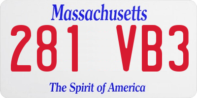 MA license plate 281VB3