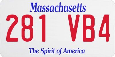 MA license plate 281VB4