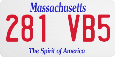 MA license plate 281VB5