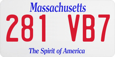 MA license plate 281VB7