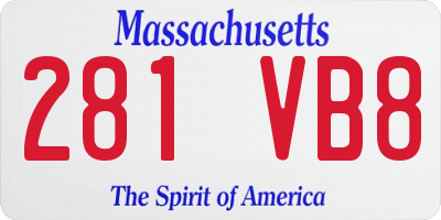 MA license plate 281VB8