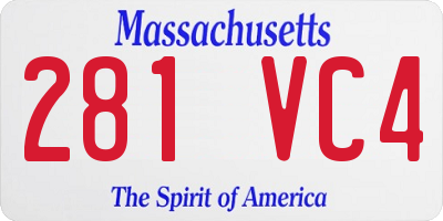 MA license plate 281VC4