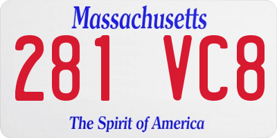 MA license plate 281VC8