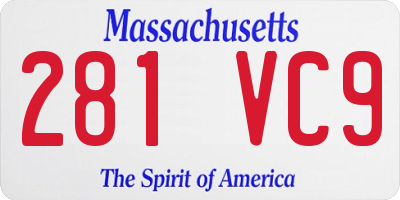 MA license plate 281VC9