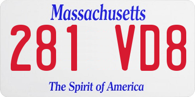 MA license plate 281VD8