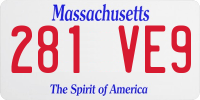 MA license plate 281VE9