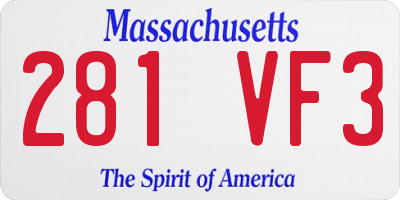 MA license plate 281VF3