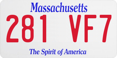MA license plate 281VF7