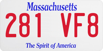 MA license plate 281VF8