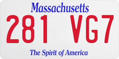 MA license plate 281VG7