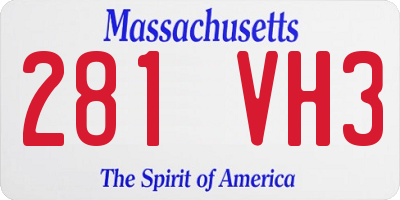 MA license plate 281VH3