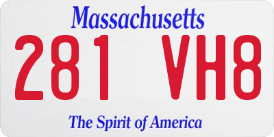 MA license plate 281VH8
