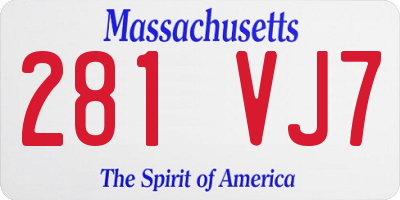 MA license plate 281VJ7