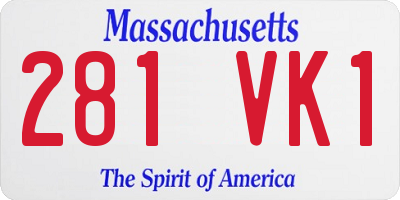 MA license plate 281VK1