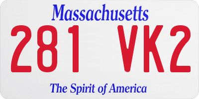 MA license plate 281VK2