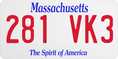 MA license plate 281VK3