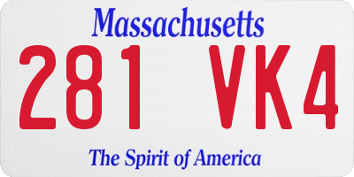 MA license plate 281VK4