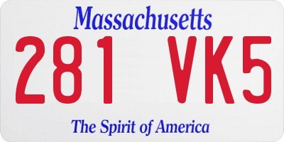 MA license plate 281VK5
