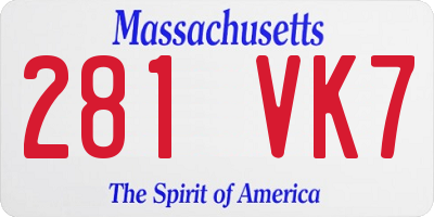 MA license plate 281VK7