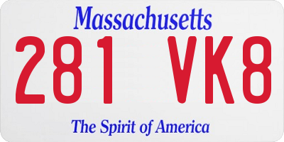 MA license plate 281VK8