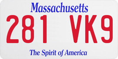 MA license plate 281VK9