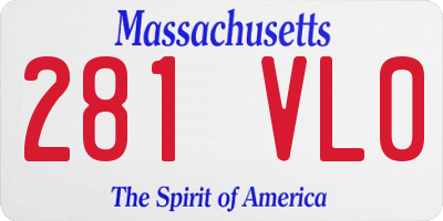 MA license plate 281VL0