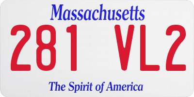 MA license plate 281VL2