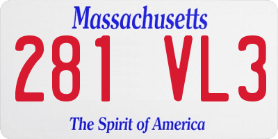 MA license plate 281VL3