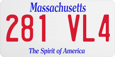 MA license plate 281VL4