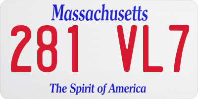MA license plate 281VL7