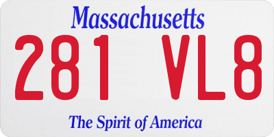 MA license plate 281VL8
