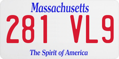 MA license plate 281VL9
