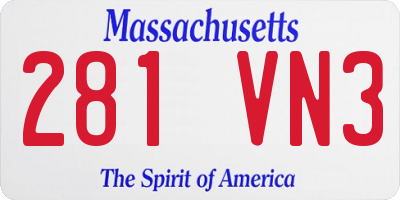 MA license plate 281VN3